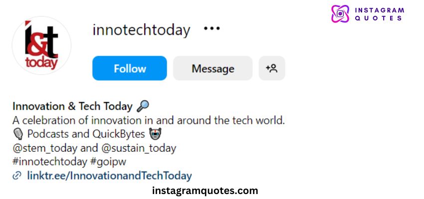 Instagram Bio - Tech And Innovative